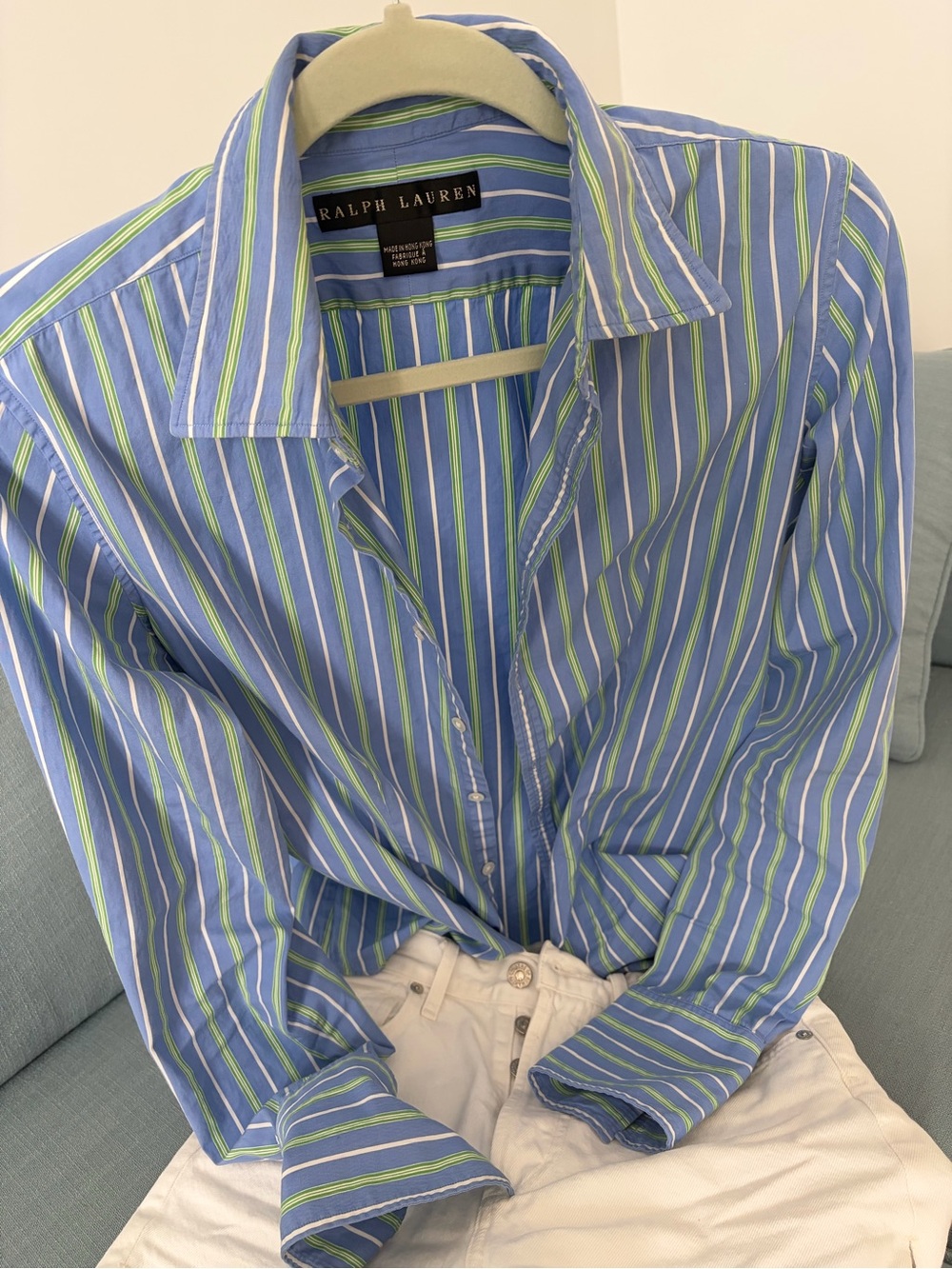 2/$50 XS/S Ralph Lauren 100% cotton Striped Button-Up poplin Shirt + CUFFLINGS